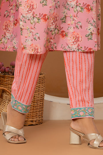 Pink Cotton Narrow Pants