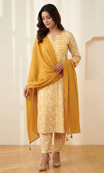 Mustard Mulmul Dupatta