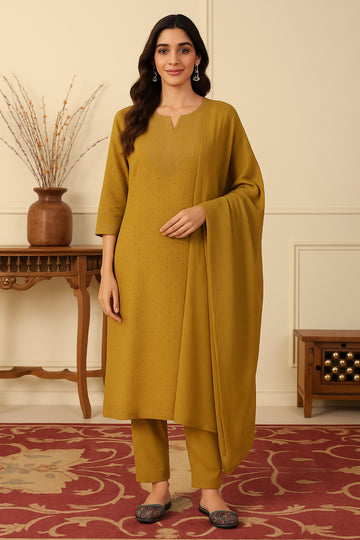 Army Green Straight Cotton Suit Set