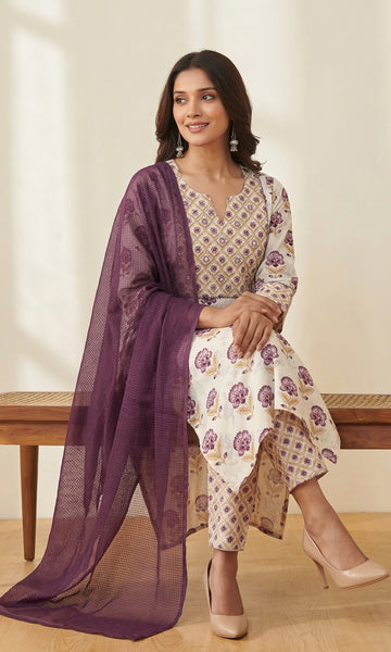 Purple Kota Doria Dupatta