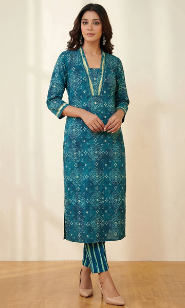 Sea Green indigo Straight Kurta