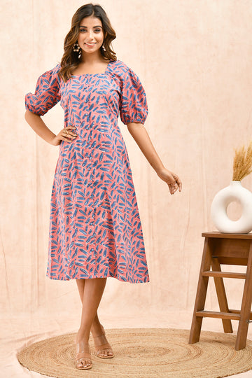 Blush Pink and Blue Organic Cotton Dress