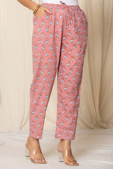 Rose Taupe Cotton Narrow Pants