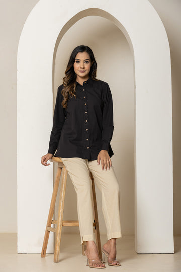 Beige Organic Cotton Narrow Pants