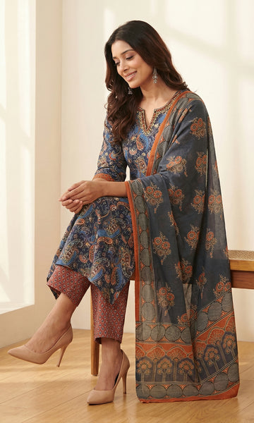 Ajrakh Mulmul Dupatta