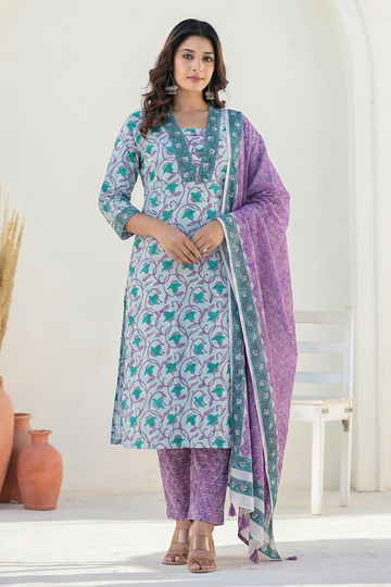 Light Blue Straight Organic Cotton Straight Kurta