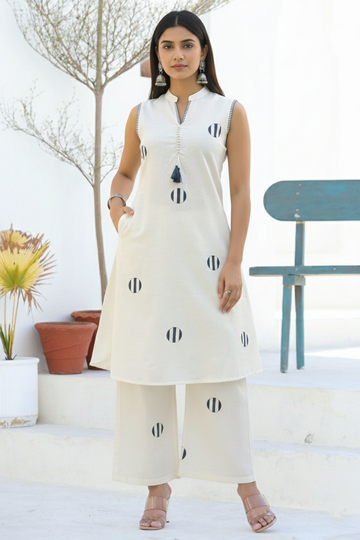 Off-White Blue Linen Co-ord Set