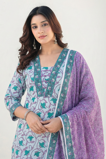 Purple Organic Mulmul Dupatta