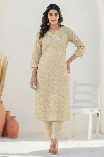 Grey Cotton Straight Kurta