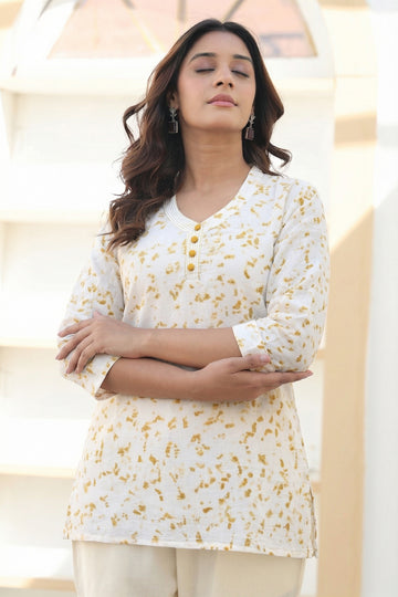 Marigold Printed Organic Cotton Short Kurta