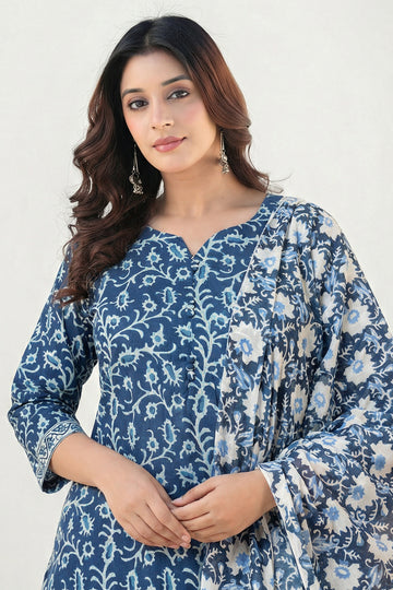 Indigo Printed Mulmul Dupatta