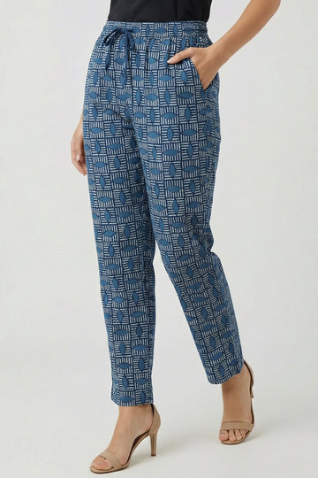 Indigo Cotton Narrow Pants