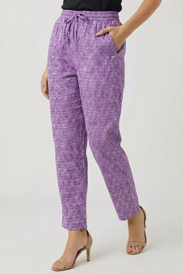 Purple Organic Cotton Narrow Pants