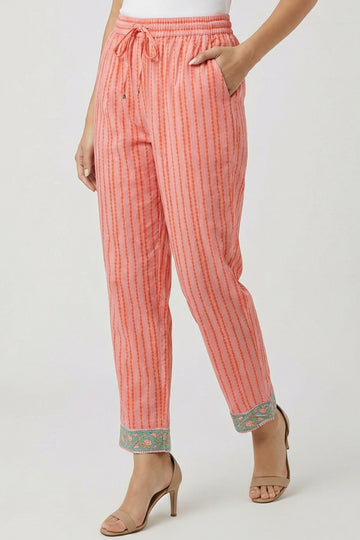 Pink Cotton Narrow Pants