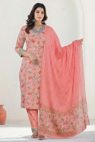 Pink Printed Mulmul Dupatta