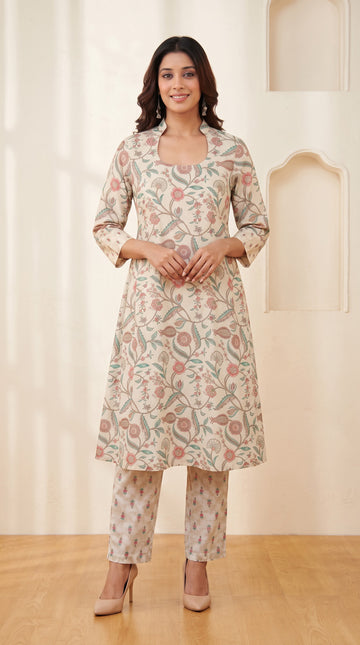Off-white A-line Cotton Kurta
