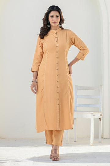 Tussar Handloom Cotton A-line Kurta with Pockets