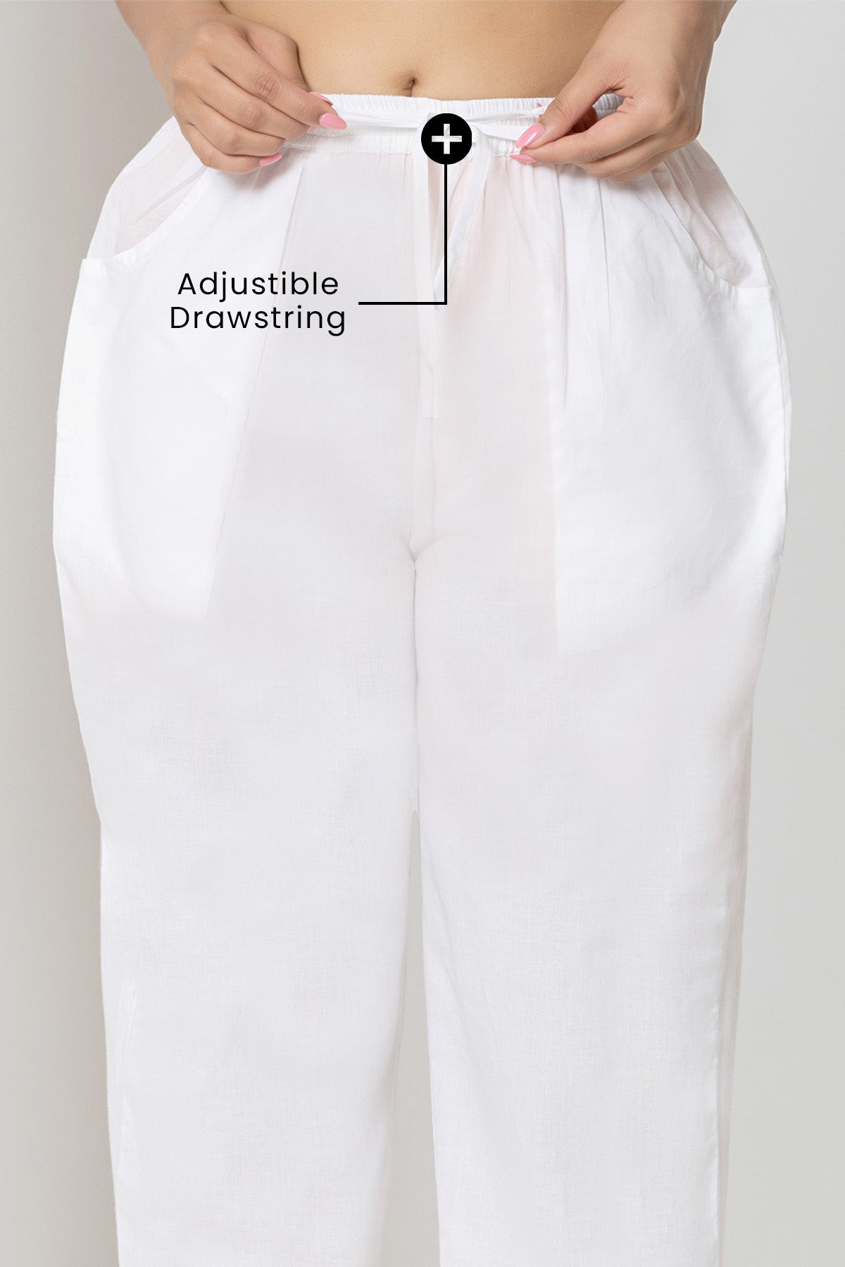 Pure White Cotton Narrow Pants