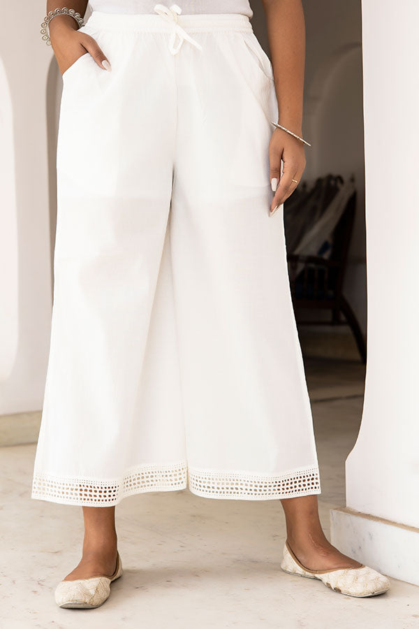 White Chikankari Embroideried Palazzo Pants Cotton Trouser - Etsy Australia  | Skirt fashion, Boho fashion, Women trousers design
