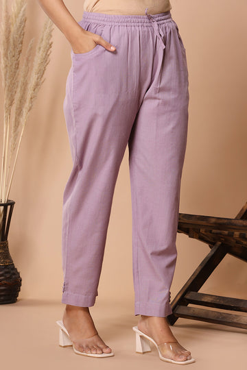 Violet Handloom Cotton Narrow Pants