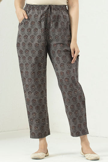Black Red Organic Cotton Narrow Pants