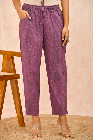 Flamingo Pink Dabu Printed Organic Cotton Cigarette Pants