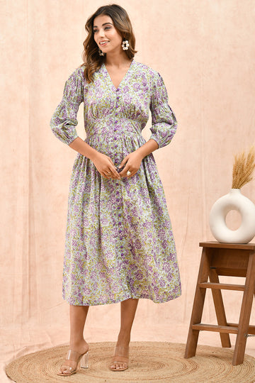Purple Sea Green Organic Cotton Dress