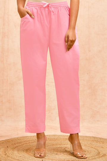 Pink Organic Cotton Narrow Pants