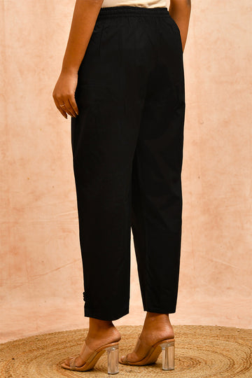 Black Organic Cotton Narrow Pants